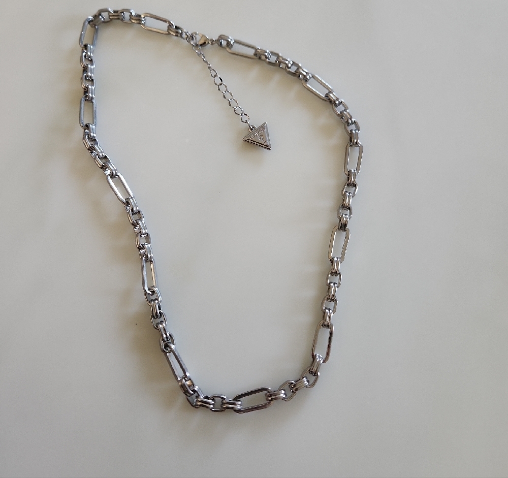 Silver Chain Necklace with Triangle Pendant